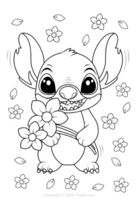 stitch para colorear enamorado