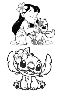 stitch y angel dibujos