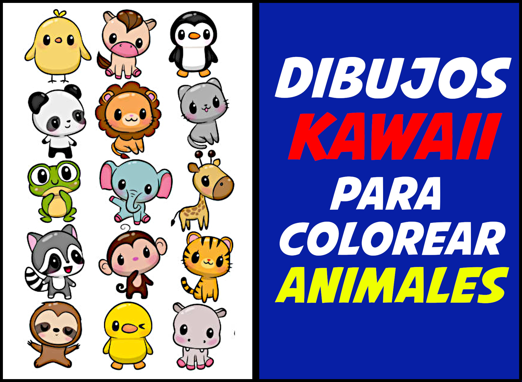 animales kawaii para colorear