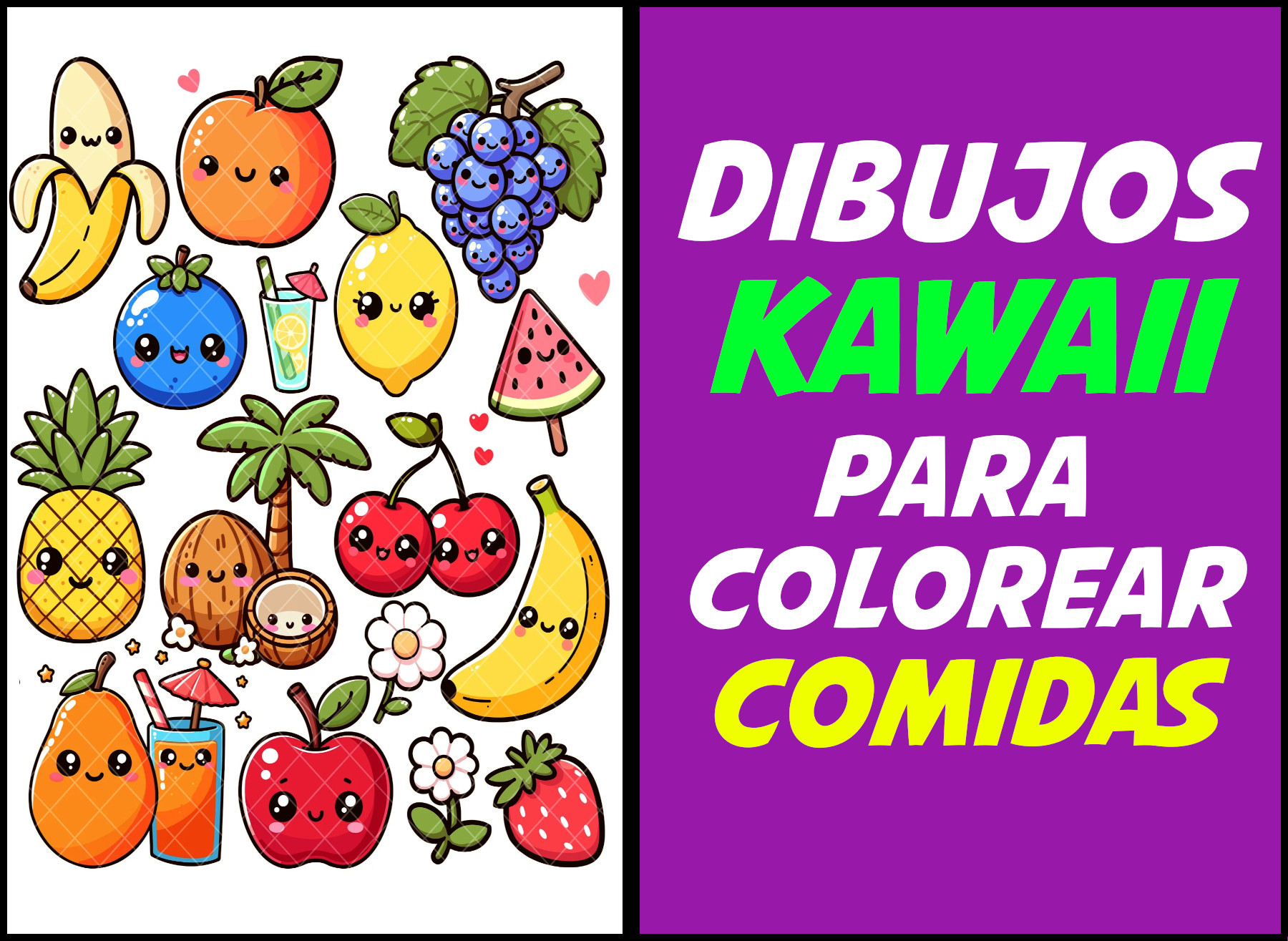comidas kawaii para colorear