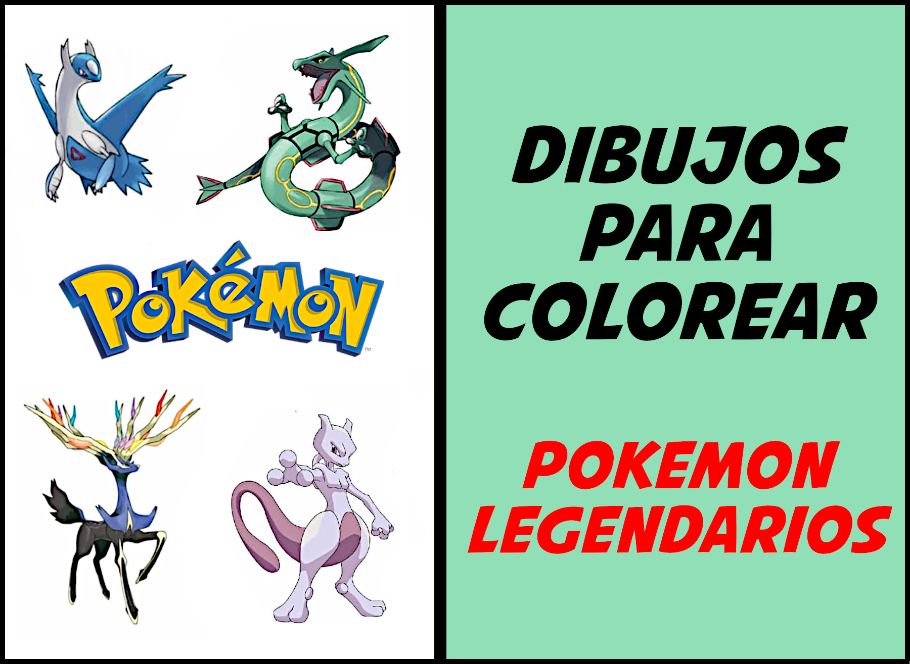 legendarios pokemon para colorear
