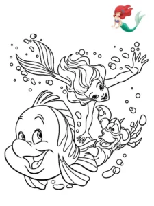 ariel y flounder para colorear