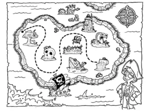 mapa del tesoro para colorear