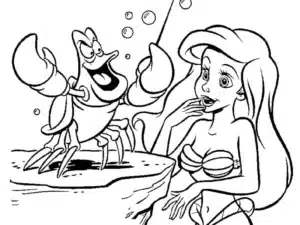 sebastian y ariel para colorear